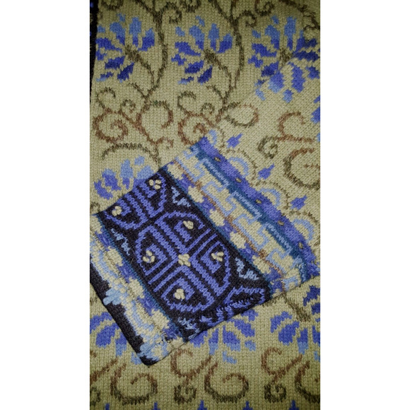 Womens Sweater/Jacket-NOMADIC TRADERS-green floral wool Icelandic design lined-M - Picture 4 of 7